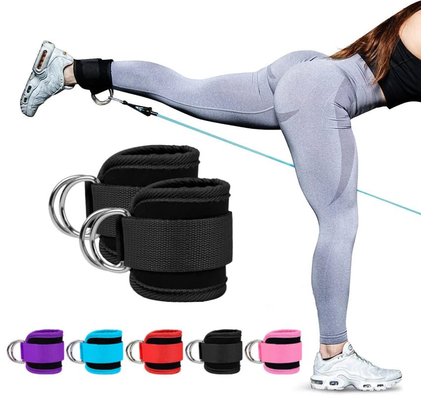 Gym Ankle Straps Double D-Ring Adjustable Neoprene Padded Cuffs - TrendoZone