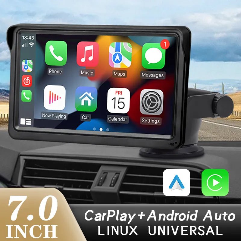 HIPPCRON CarPlay & Android Car Radio Video Player 7inch Portable Touch Screen with USB AUX For Rear View Camera - TrendoZone