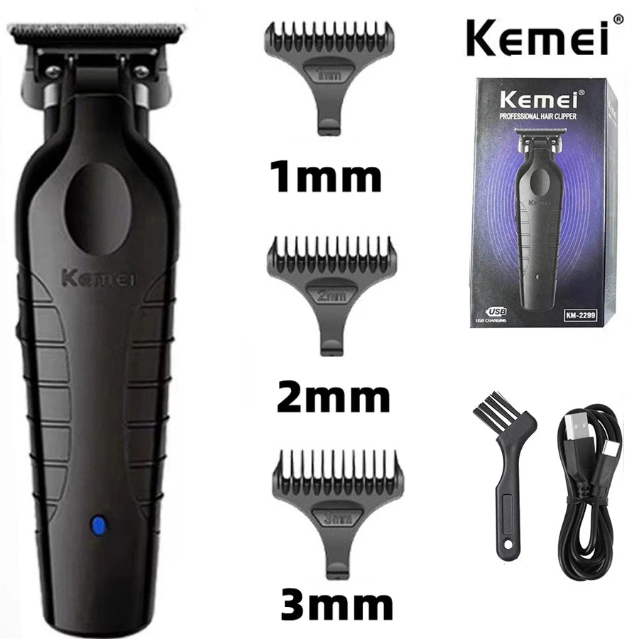 Kemei 2299 Barber Cordless Hair Trimmer 0mm Gapped Carving Clipper - TrendoZone