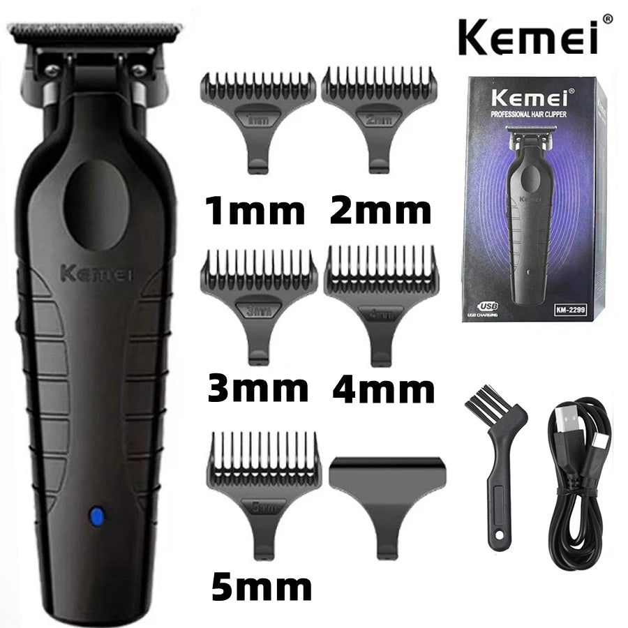 Kemei 2299 Barber Cordless Hair Trimmer 0mm Gapped Carving Clipper - TrendoZone