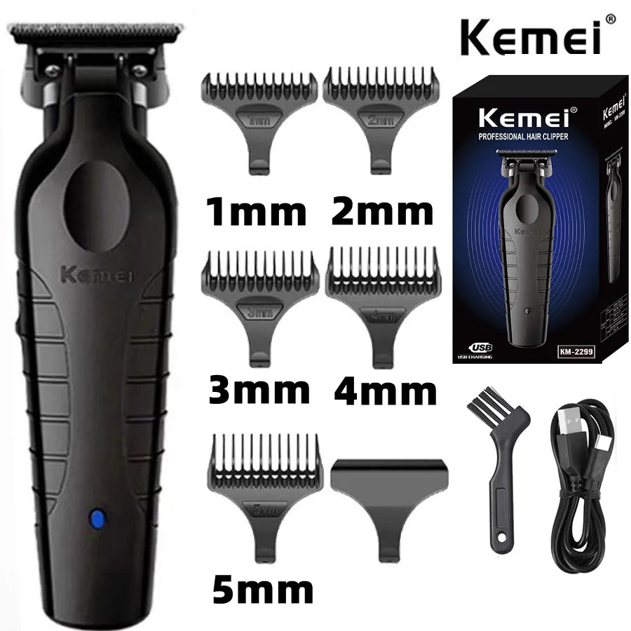 Kemei 2299 Barber Cordless Hair Trimmer 0mm Gapped Carving Clipper - TrendoZone