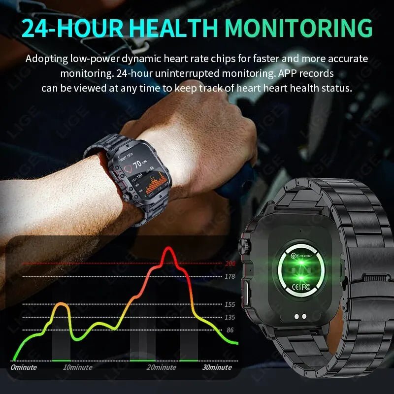 LIGE New Smart Watch 1.96 Inch Screen, 420 MAh, Bluetooth, Call Voice Assistant Waterproof Smartwatch for Men - TrendoZone