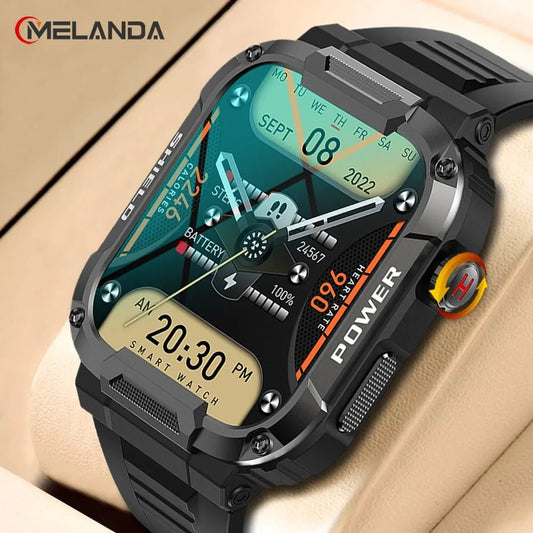 MELANDA 1.85 Outdoor Military Smart Watch, Bluetooth, Call, for Android & IOS, IP68 Waterproof, Sports Watches - TrendoZone