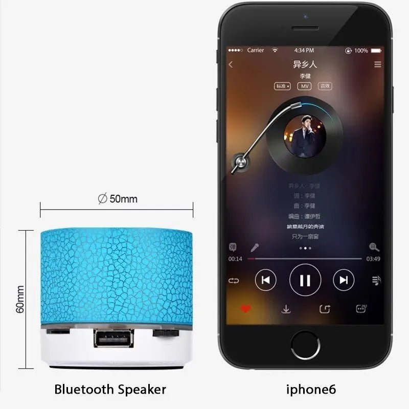 Mini Wireless Bluetooth Speaker with Colorful LED, TF Card and USB - TrendoZone