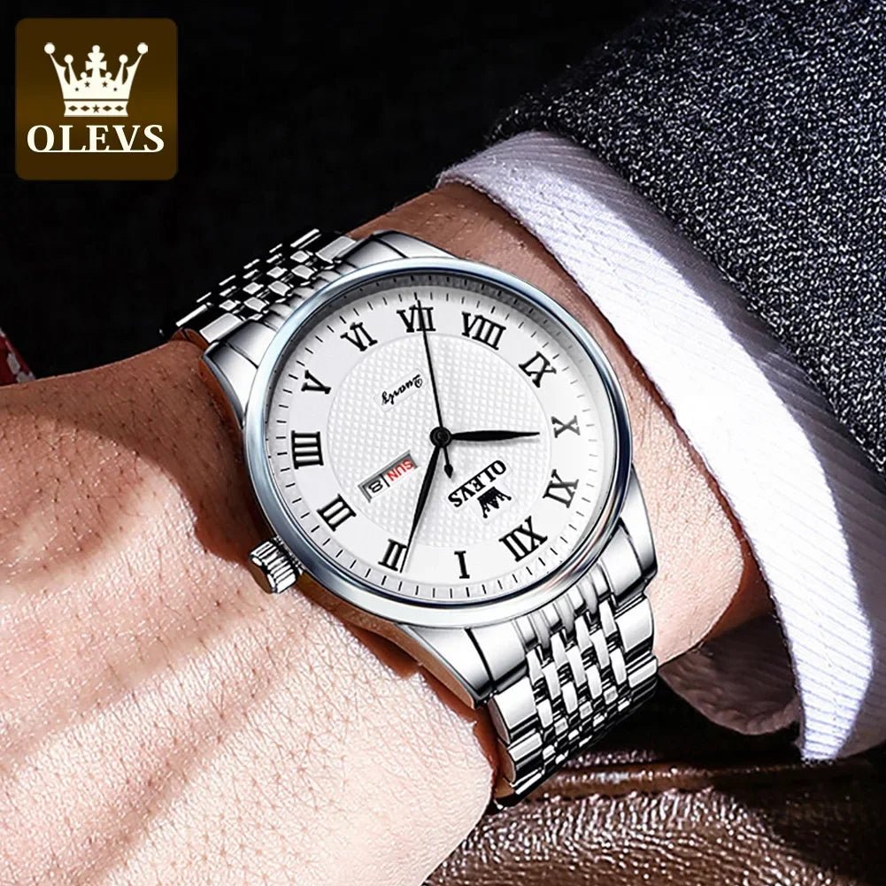 OLEVS Men's Quartz Watches, Luxury, Business, Waterproof, Stainless Watch - TrendoZone