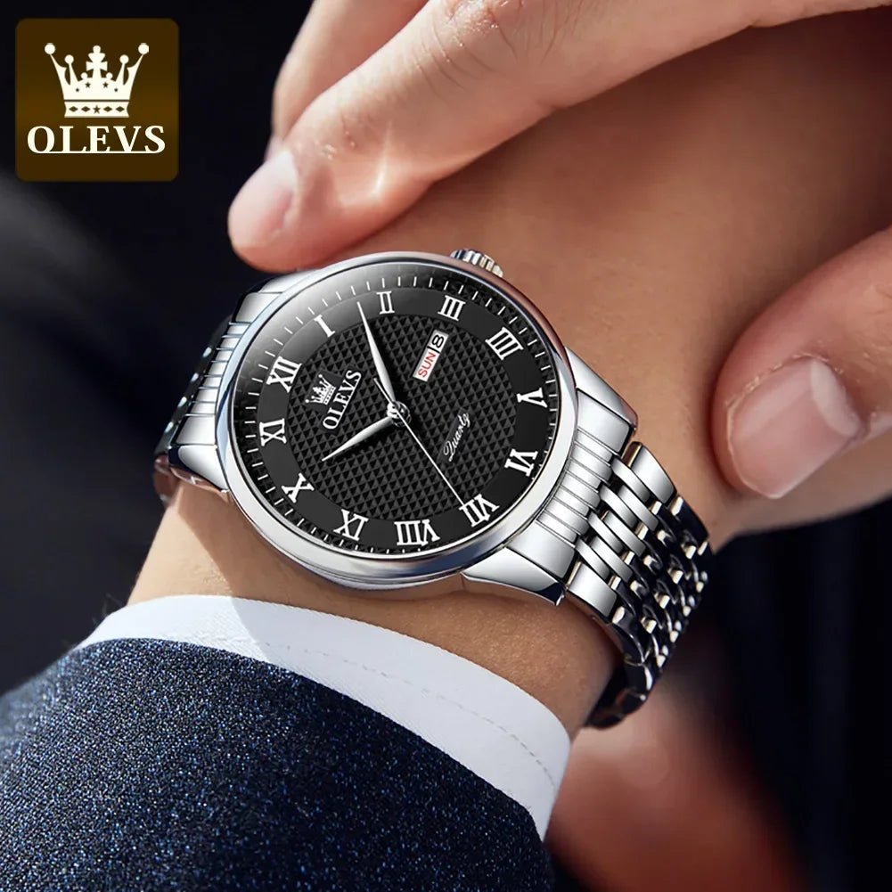 OLEVS Men's Quartz Watches, Luxury, Business, Waterproof, Stainless Watch - TrendoZone