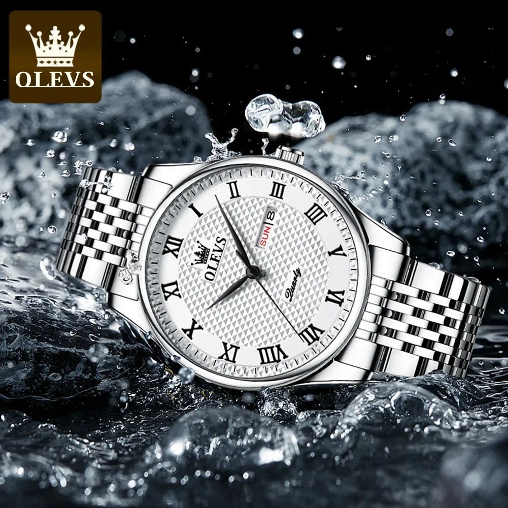 OLEVS Men's Quartz Watches, Luxury, Business, Waterproof, Stainless Watch - TrendoZone