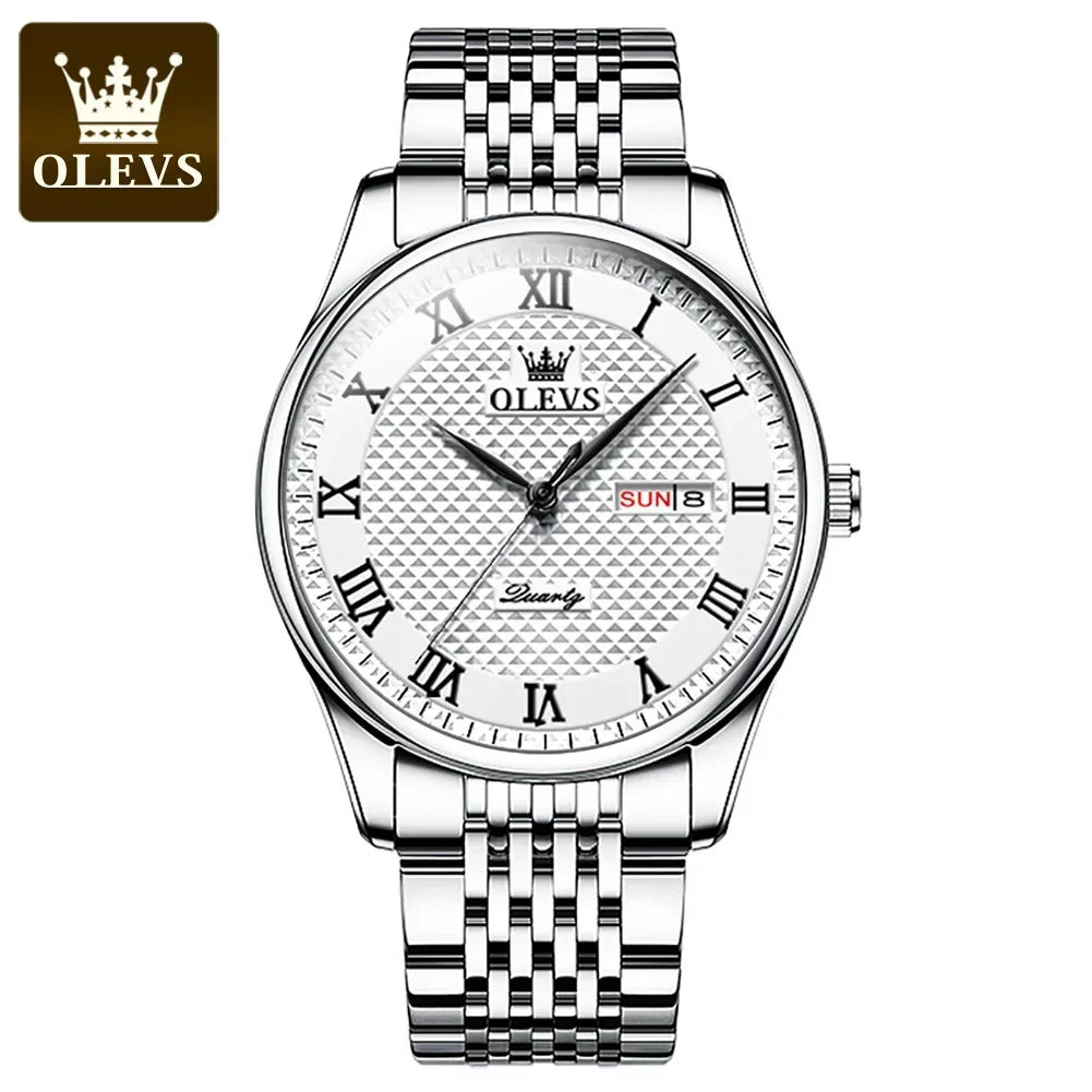 OLEVS Men's Quartz Watches, Luxury, Business, Waterproof, Stainless Watch - TrendoZone