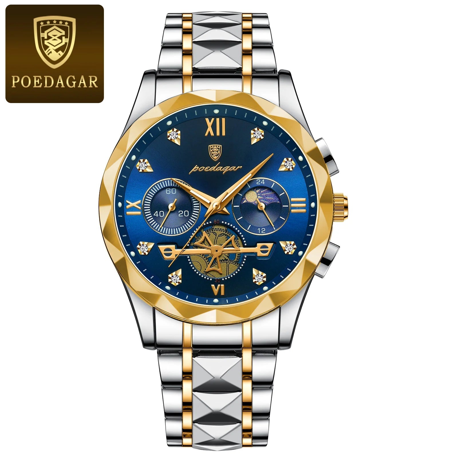 POEDAGAR Luxury Men's Quartz Watches, Waterproof, Luminous, Chronograph, Stainless Steel Watch - TrendoZone