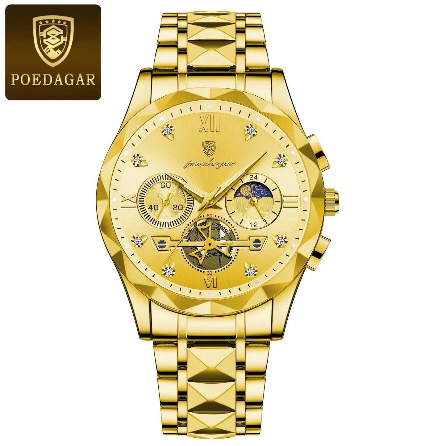 POEDAGAR Luxury Men's Quartz Watches, Waterproof, Luminous, Chronograph, Stainless Steel Watch - TrendoZone