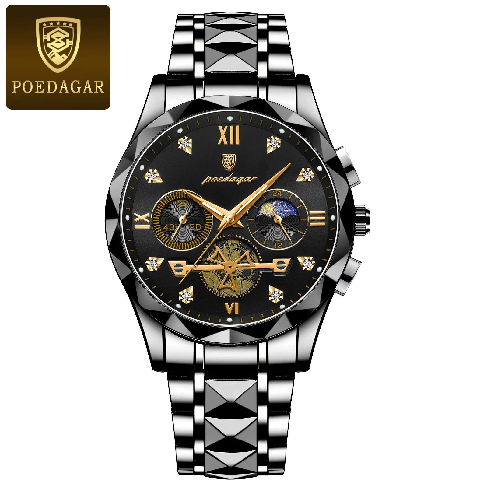 POEDAGAR Luxury Men's Quartz Watches, Waterproof, Luminous, Chronograph, Stainless Steel Watch - TrendoZone