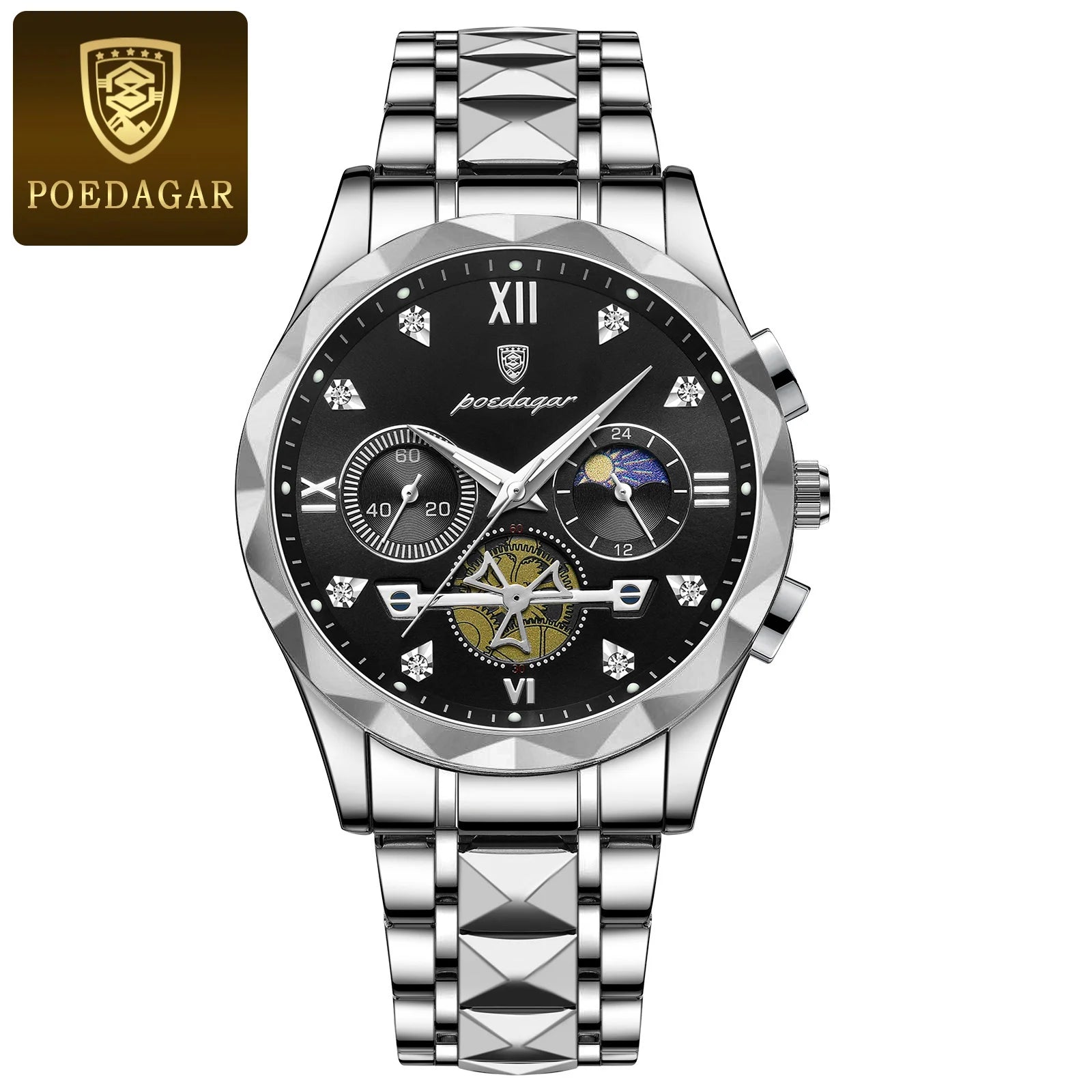 POEDAGAR Luxury Men's Quartz Watches, Waterproof, Luminous, Chronograph, Stainless Steel Watch - TrendoZone