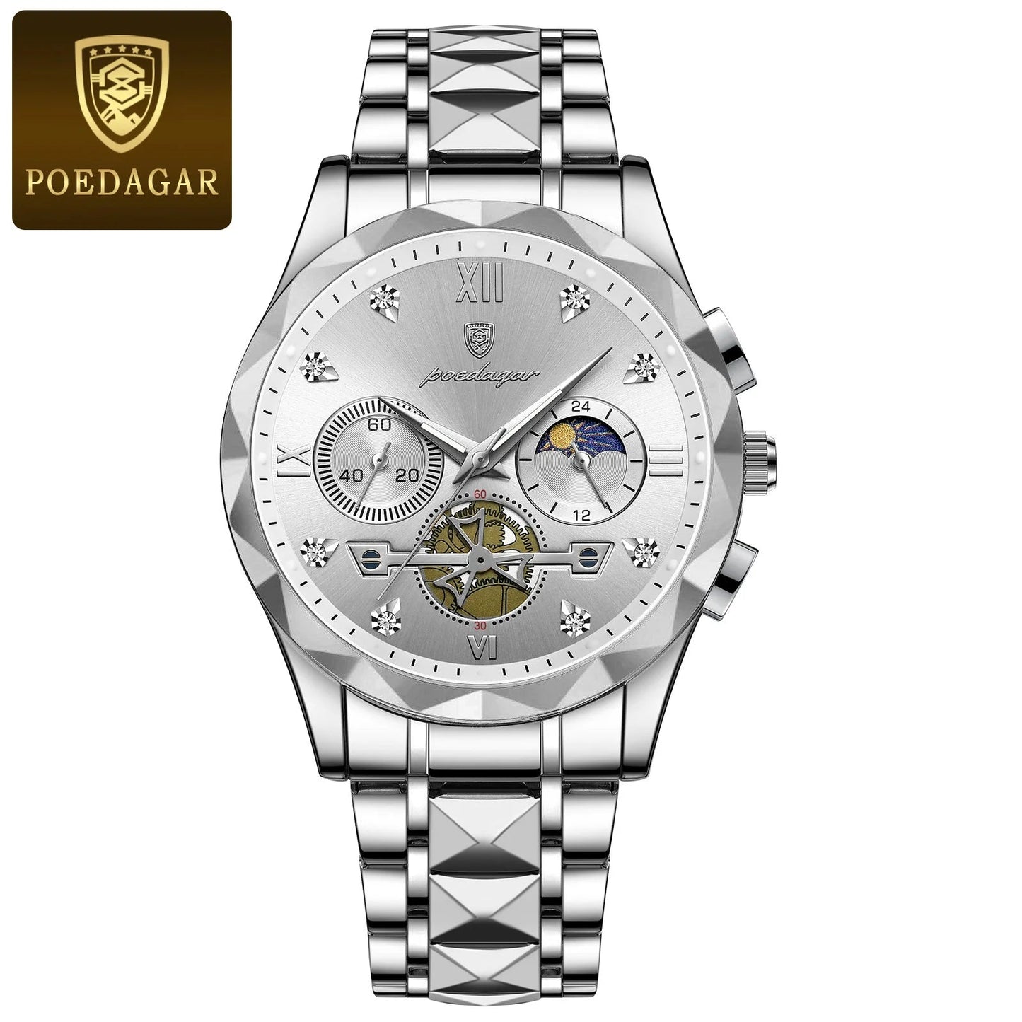 POEDAGAR Luxury Men's Quartz Watches, Waterproof, Luminous, Chronograph, Stainless Steel Watch - TrendoZone