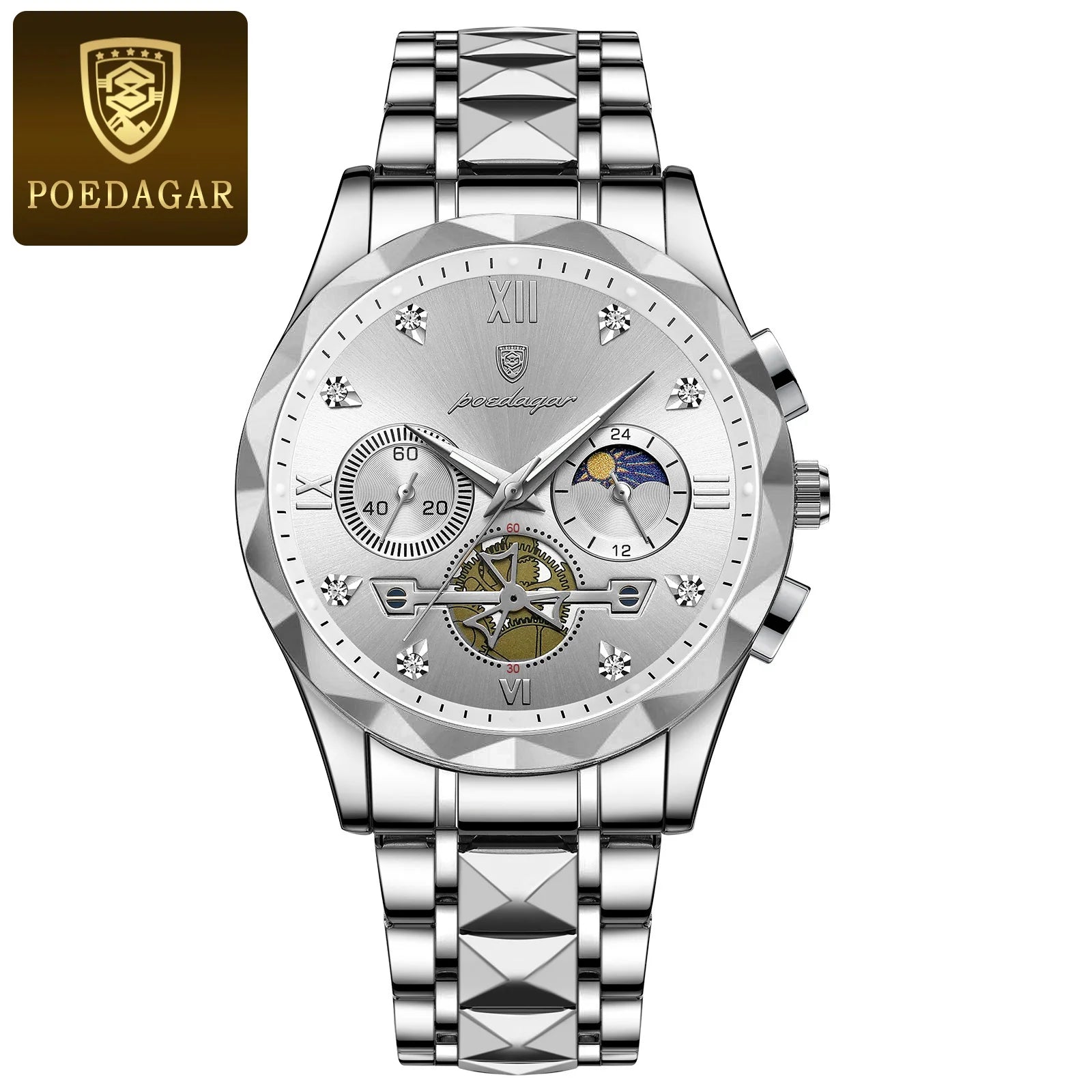 POEDAGAR Luxury Men's Quartz Watches, Waterproof, Luminous, Chronograph, Stainless Steel Watch - TrendoZone