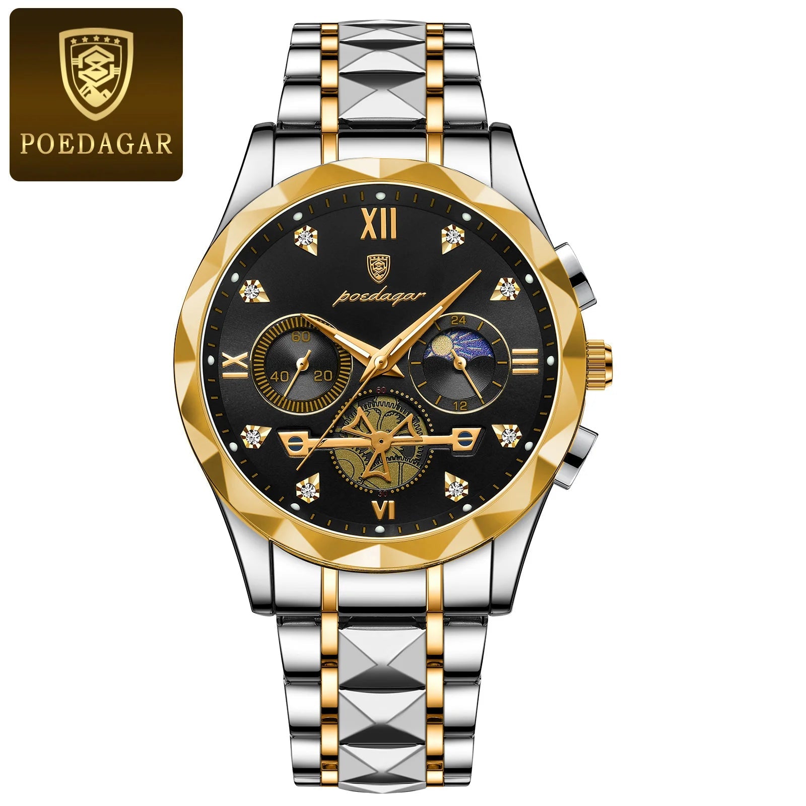 POEDAGAR Luxury Men's Quartz Watches, Waterproof, Luminous, Chronograph, Stainless Steel Watch - TrendoZone