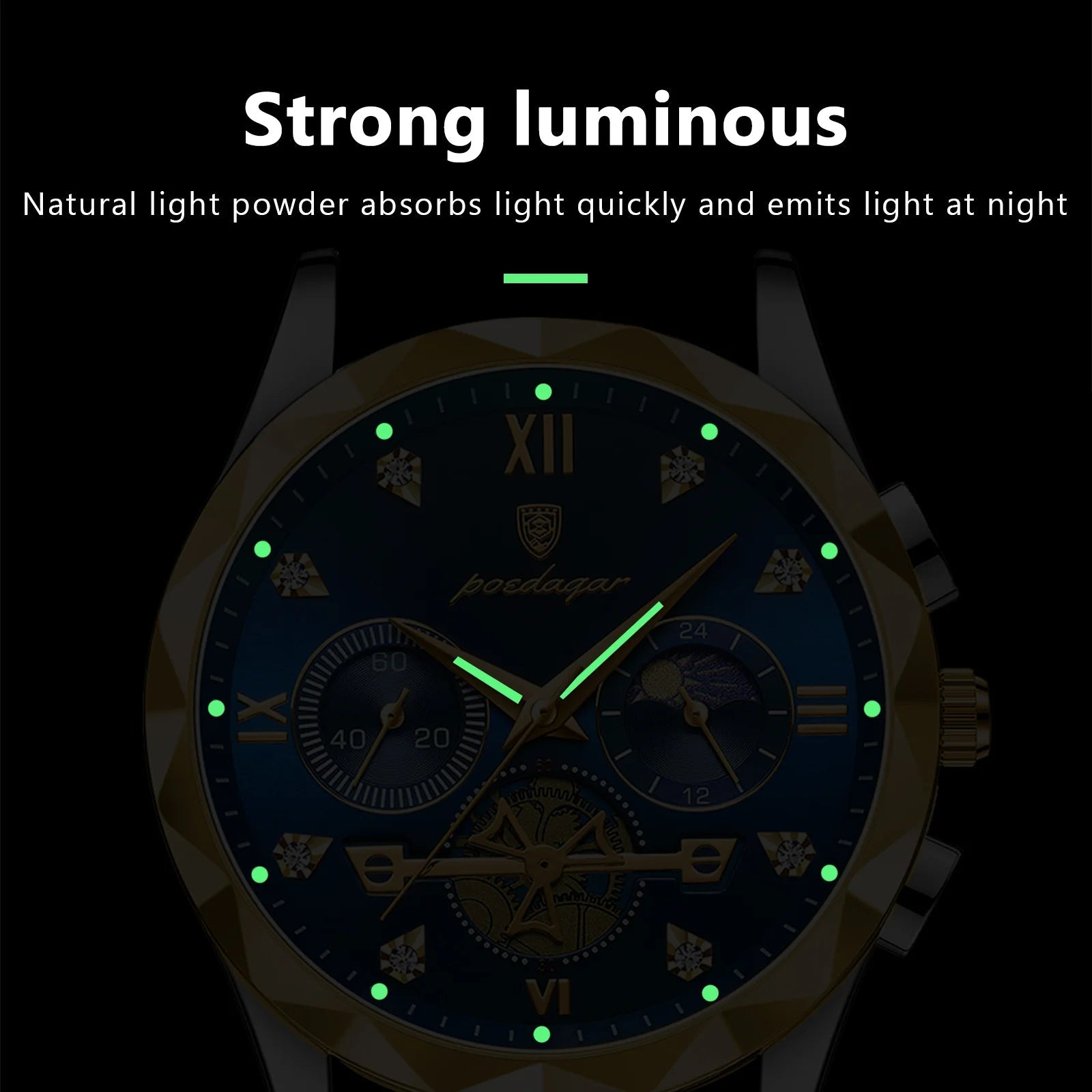 POEDAGAR Luxury Men's Quartz Watches, Waterproof, Luminous, Chronograph, Stainless Steel Watch - TrendoZone