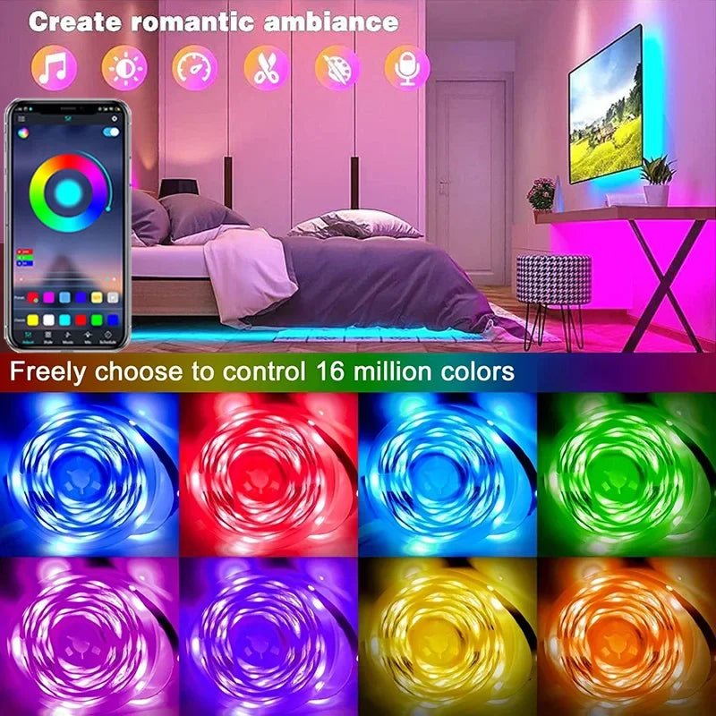 RGB LED Strip Lights - USB Wi-Fi APP Control Luces LED Flexible Lamp Tape for TV Backlight Room Decor Lighting - TrendoZone