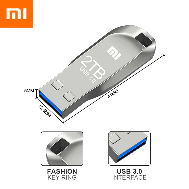 Xiaomi 128GB, 512GB, 1TB, 2TB USB 3.0 Flash Waterproof Metal Drive - High-Speed Transfer Storage Memory - TrendoZone