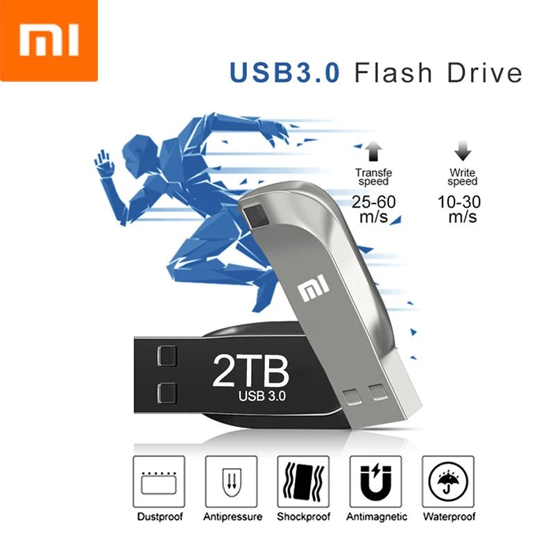 Xiaomi 128GB, 512GB, 1TB, 2TB USB 3.0 Flash Waterproof Metal Drive - High-Speed Transfer Storage Memory - TrendoZone