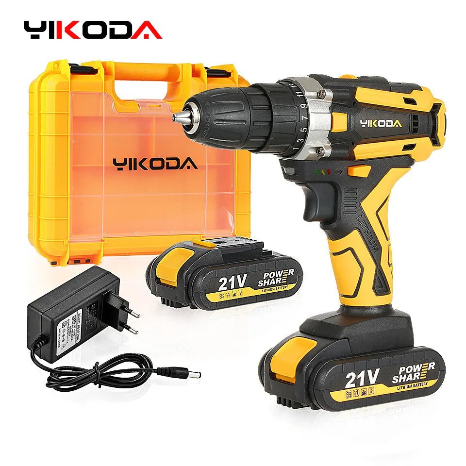 YIKODA 12/16.8/21V Cordless Drill Rechargeable Electric Screwdriver Lithium Battery - TrendoZone